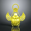 Golden Beetle Shaped Daily Life Accessory With Wings And Ring Top