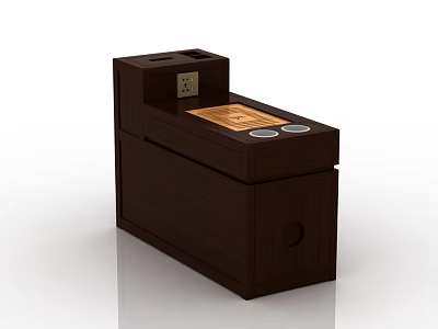 Dark Brown Wooden Coffee Table With Built in Socket And Storage Compartment 3d model