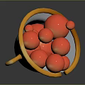 Playful White Cup With Orange Rim Yellow Handle Purple Pink Base Overflowing Red Balls