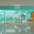 Modern Bright Turquoise Fashion Clothing Store Interior With Organized Display Racks Mannequins And Reception Counter