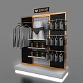 LIDOOL Brand Retail Display Shelf With Hanging Clothes And Folded Items On Golden Frame
