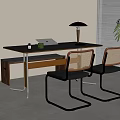 Middle Ancient Cream Dining Table and Chair Middle Ancient Dining Table and Chair 3d model