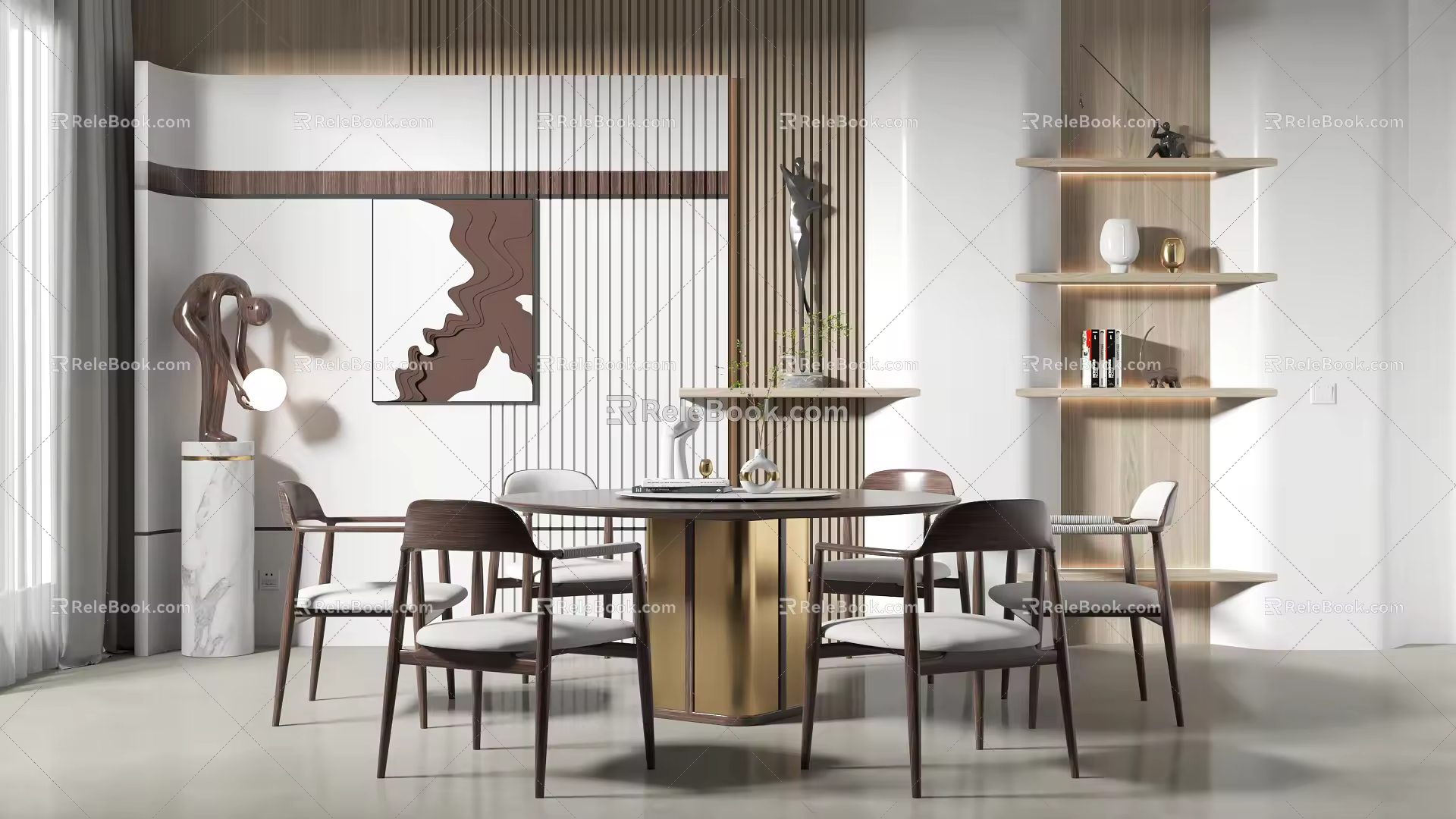 Modern Dining Table and Chair Combination Dining Table and Chair 3d model