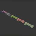 Three Industrial Equipment Metal Connectors Arranged in a Row Durable Mechanical Parts