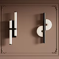 Modern Wall Lamps With Black Frames And White Elements On Brown Decorative Wall