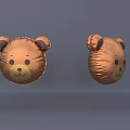 Brown Inflatable Bear Head Design With Ears Eyes Nose Mouth And Pink Cheek Dots