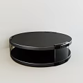 Modern Black Round Coffee Table With Two Tier Design And Metal Frame 3d model