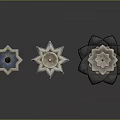 Three Unique Garden Ornaments With Star And Lotus Shapes Ceramic Stone Bases