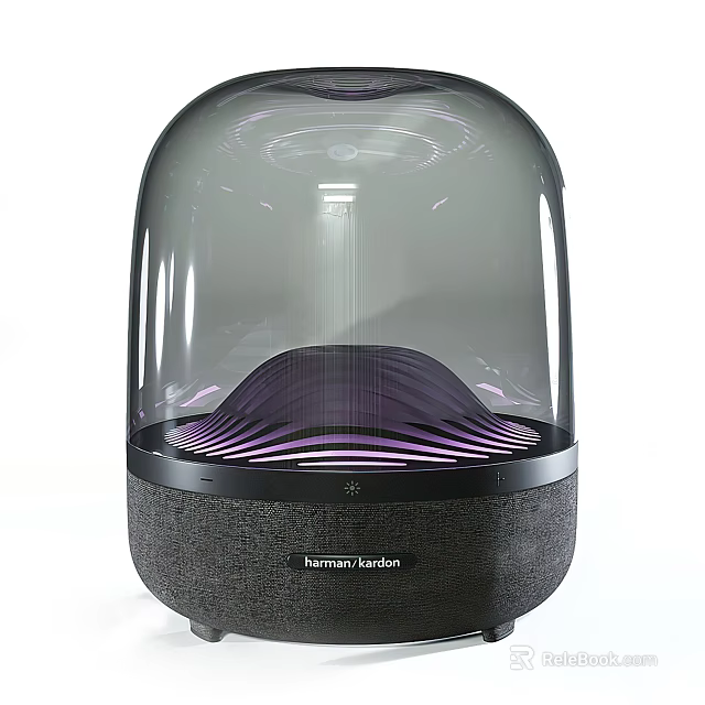 Harman Kardon Speaker With Transparent Dome Textured Base Purple Wave Pattern Modern Audio Design 3d model 