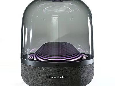 Harman Kardon Speaker With Transparent Dome Textured Base Purple Wave Pattern Modern Audio Design 3d model
