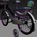 Purple Kids Bicycle with White Basket Cartoon Patterns and Training Wheels