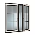 Modern Double Casement Windows With Black Frame White Grid Glass Design