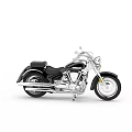 Stylish Classic Black and Silver Motorcycle with Chrome Exhaust Leather Seat and Cruiser Design