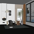 Modern Living Room With Comfortable Lounge Chair Side Table Floor Lamp And Scenic Window View