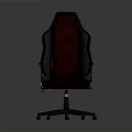 Ergonomic Office Chair With Black And Red Leather High Back Armrests And Wheels