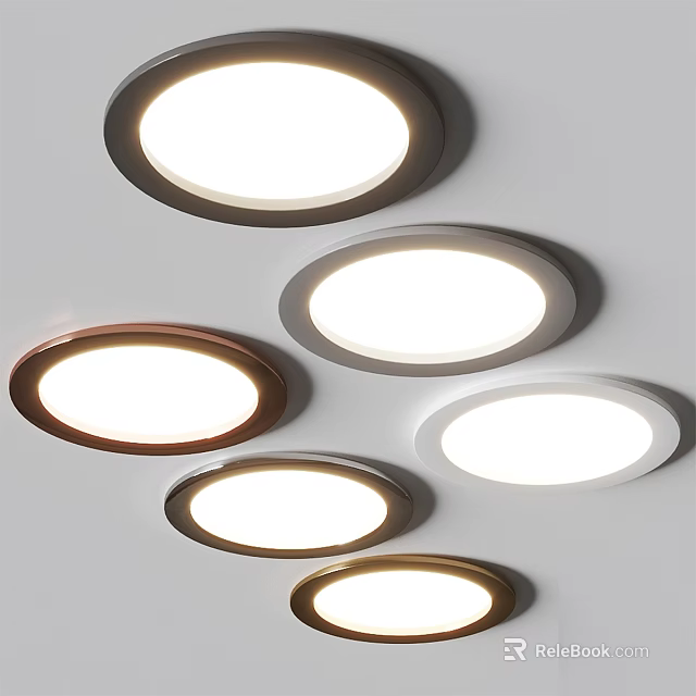 Modern Round Ceiling Lights With Gold White Frame For Bright Indoor Lighting 3d model