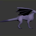 Purple Dragon Character With Large Wings In Standing Pose 3D Rendering