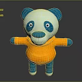 Cute Panda Doll With White Body Blue Ears And Orange Clothes For Kids