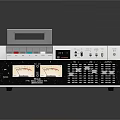 Retro Audio System With Wooden Enclosure Cassette Player And Control Panel Knobs