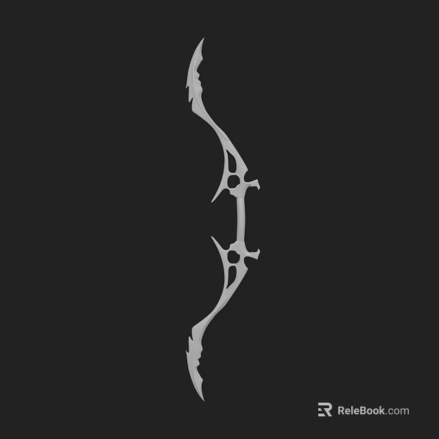 Silver Vintage Decorative Bow With Intricate Carved Design On Black Background 3d model 