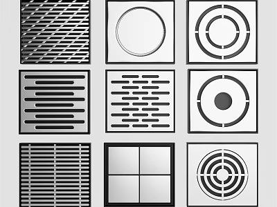 Stylish Bathroom Accessories With Various Metal Drain Cover Designs and Styles 3d model