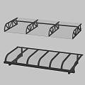 Modern Awning Structures With Metal Frame And Glass Top Design Elements 3d model