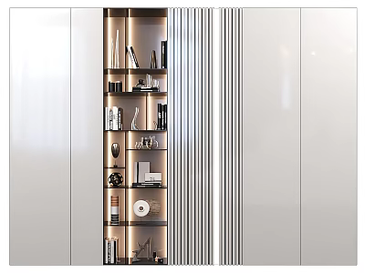 Modern Wardrobe Design With Glass Front Built-in Lighting And Multiple Storage Shelves 3d model