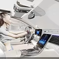 Modern Car Interior Featuring Female Driver Touchscreen Display Steering Wheel And Seats