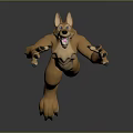3D Animated Brown Fox Character In Dynamic Running Pose With Open Mouth 3d model