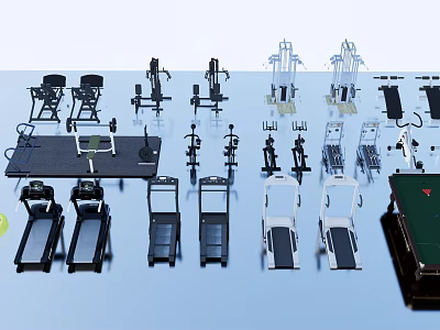 Diverse Sports Equipment Collection With Treadmills Dumbbell Racks And Multi Functional Trainers For Gym Workouts 3d model