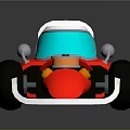 Red Playful Toy Car With White Seat Blue Windshield And Black Wheels