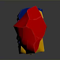 Colorful Polyhedral Gemstones in Green Pink Blue Yellow Red on Black Background with Reflections