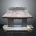 Traditional Japanese Pavilion With Thatch Roof Wooden Structure And Stone Base