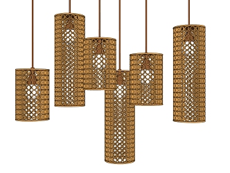 New Chinese Chandelier Bamboo Decorative Chandelier 3d model