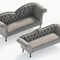 Gray Tufted Two Seater Sofas With Curved Arms And Elegant Legs 3d model
