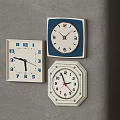 Vintage Decorative Clocks Featuring Different Shapes White Dials And Blue Borders 3d model