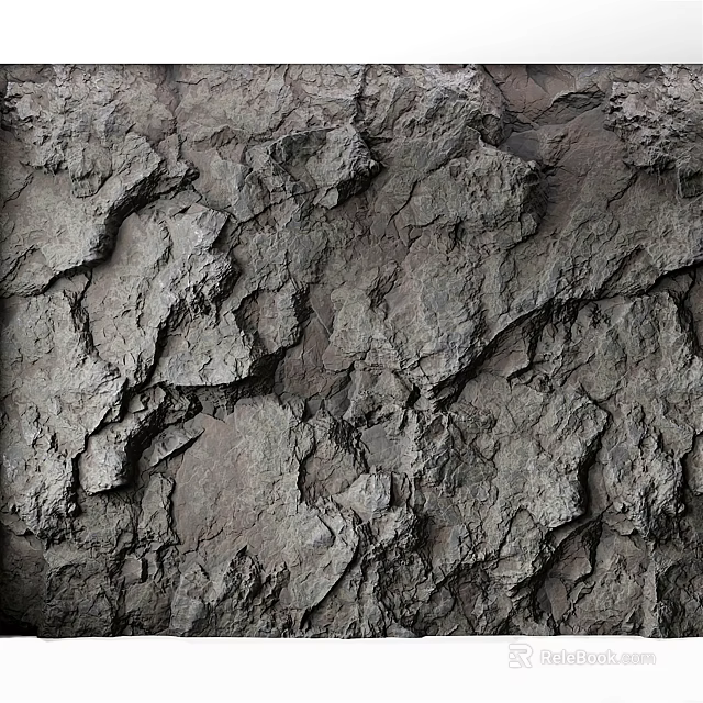 Gray Black Rock Texture Background Wall With Rough Surface Uneven Texture And Cracks 3d model
