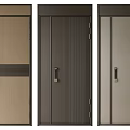 Stylish Security Doors With Brown Gray Beige Panel Designs And Modern Handles 3d model