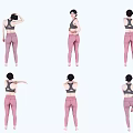 Active Woman Doing Various Stretching Poses In Black Sports Top And Pink Leggings