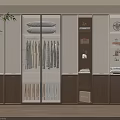 Modern Wooden White Wardrobe with Hanging Clothes Storage Shelves and Decorative Items in Interior Design