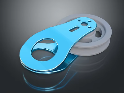 Blue Metal Bracket With Holes And Gray Pulley Wheel Mechanical Components 3d model