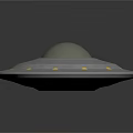 Alien Creature Flying Saucer UFO With Silver Dome Gray Base And Yellow Dots