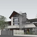 Chinese-style double-slope villa 3d model