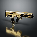 Golden Modern Gun With Black Grip And Reflective Surface Design