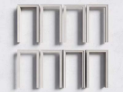 White Rectangular Frames Arranged On White Wall For Modern Home Decoration 3d model