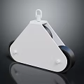 White Triangular Metal Pulley Hardware Tool Featuring Double Wheels And Top Hook