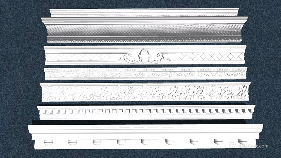 Decorative Plaster Moldings With Intricate Patterns And Various Styles For Interior Decoration 3d model 