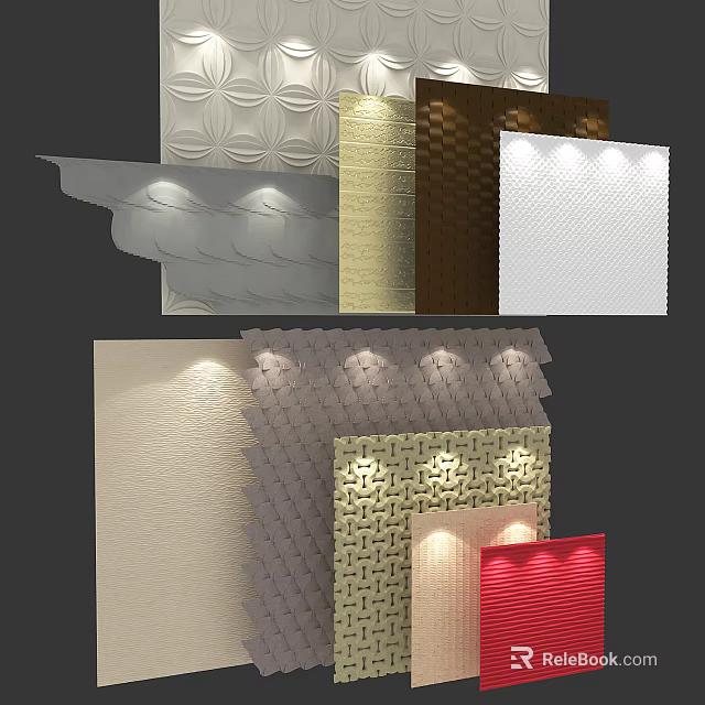 Modern Background Wall With Various Textures Different Colors And Decorative Patterns 3d model 