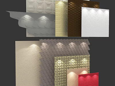 Modern Background Wall With Various Textures Different Colors And Decorative Patterns 3d model