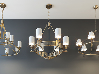 Simple European chandelier fashion simple metal chandelier combination 3d model